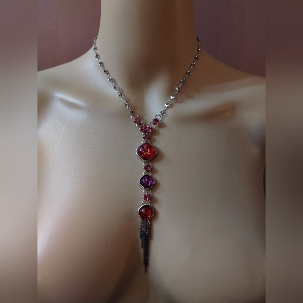 Women's dangling multi colored necklace